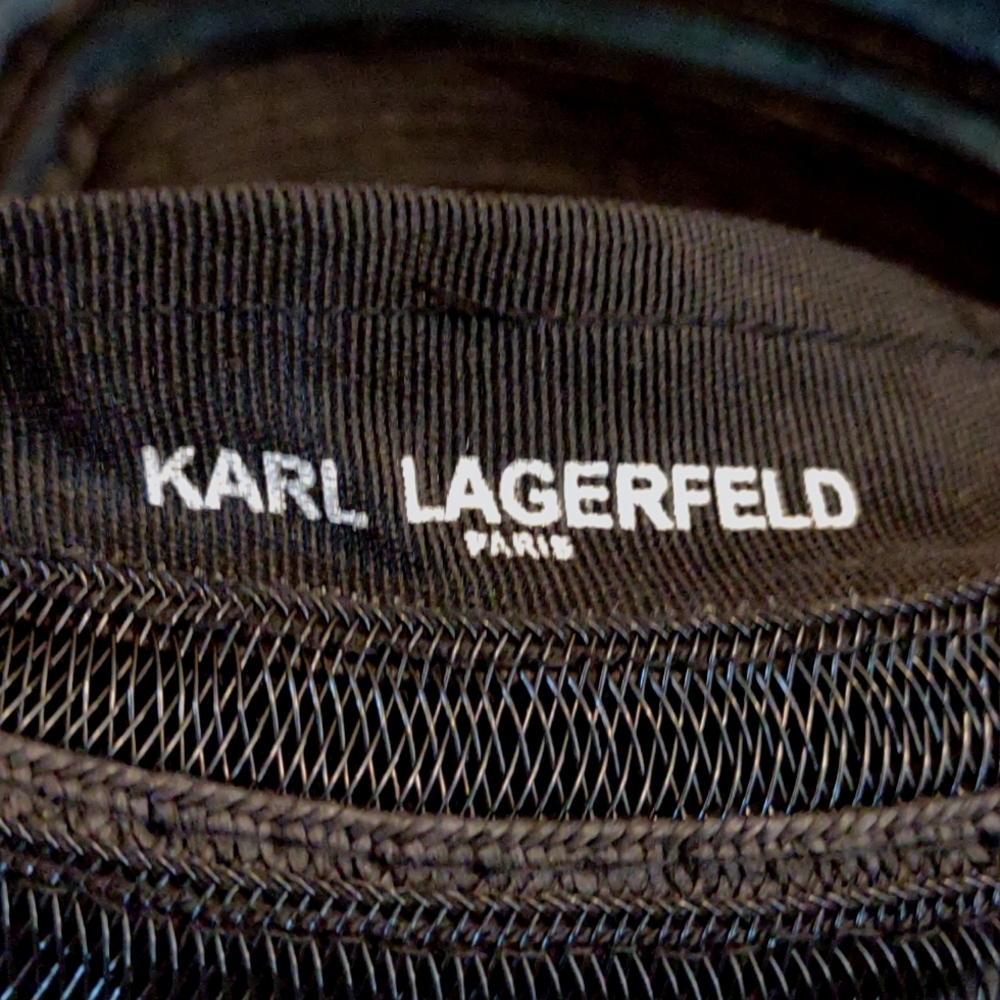 NWOT Paper/Poly Black Hat By Karl Lagerfeld - Picture 8 of 8